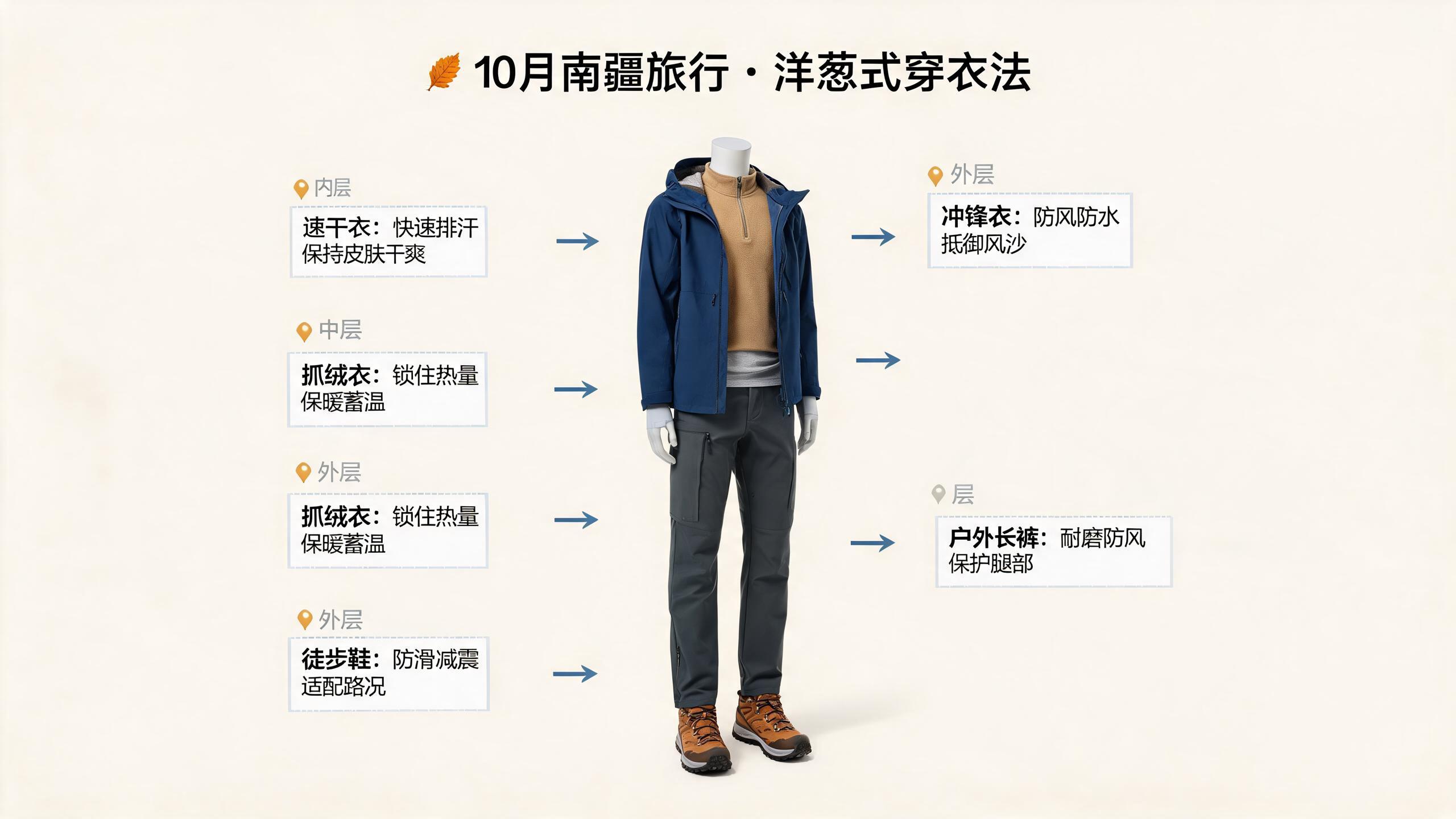 10月南疆穿搭示意,白天晚上两种风格